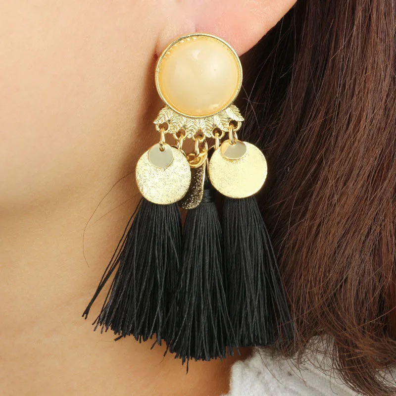 2018 new earrings arrivals Vintage Coins Long tassel summer Bohemia large flower original earring Woman's multicolor | Украшения и