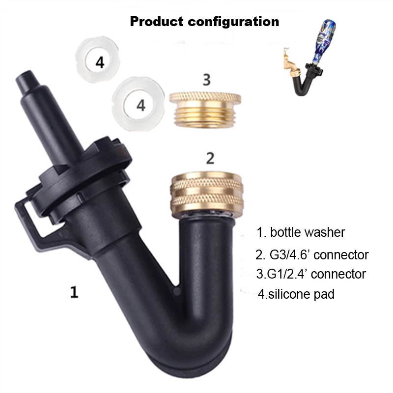 

Bottle Washer Rinser Sink Faucet Adapter Beer Homebrew Wine Marking Wine Making Spray Bottle Sanitizer