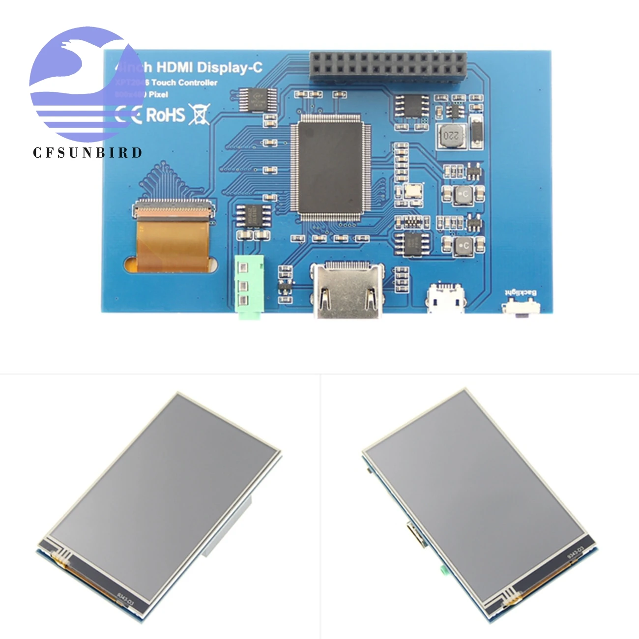 4," дюймовый HDMI ips ЖК-монитор экран модуль дисплей с GPIO резистивная сенсорная панель аудио выход для Raspberry Pi 4