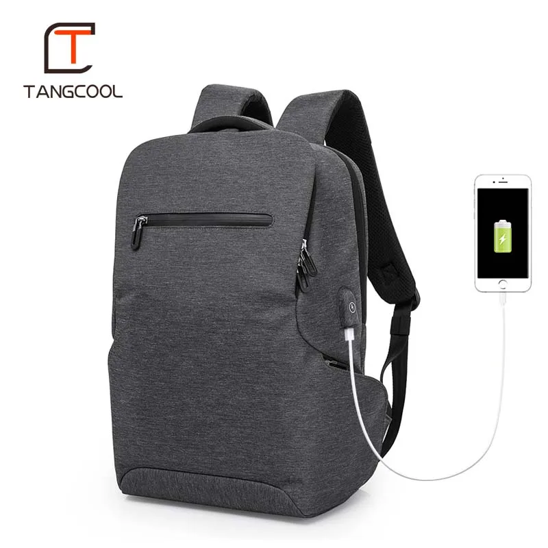 Tangcool многофункциональный USB зарядка для мужчин 15 дюймов ноутбук рюкзаки для подростков Мода для мужчин Mochila досуг путешествия рюкзак - Цвет: Темно-серый
