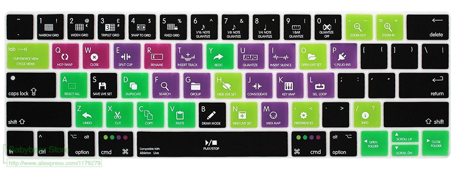 Чехол для клавиатуры силиконовый чехол Ableton Live Hot Key ярлык Macbook Pro 13 дюймов 15