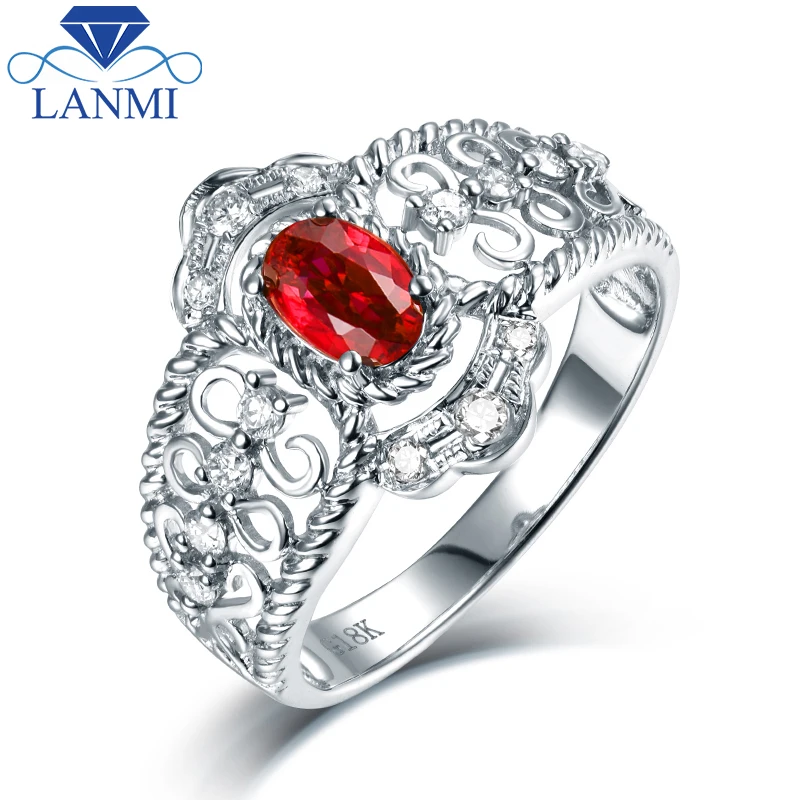 Кольцо LANMI Ruby роскошный дизайн 14 к белое золото красный рубин кольцо натуральный