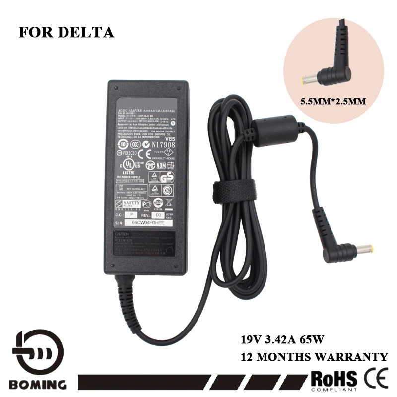 Switch Power 65W 19V 3.42a Adapter DC Plug 5.5*2.5 mm Wall Charger for Delta Compatible For HP ASUS Acer Laptop | Компьютеры и офис