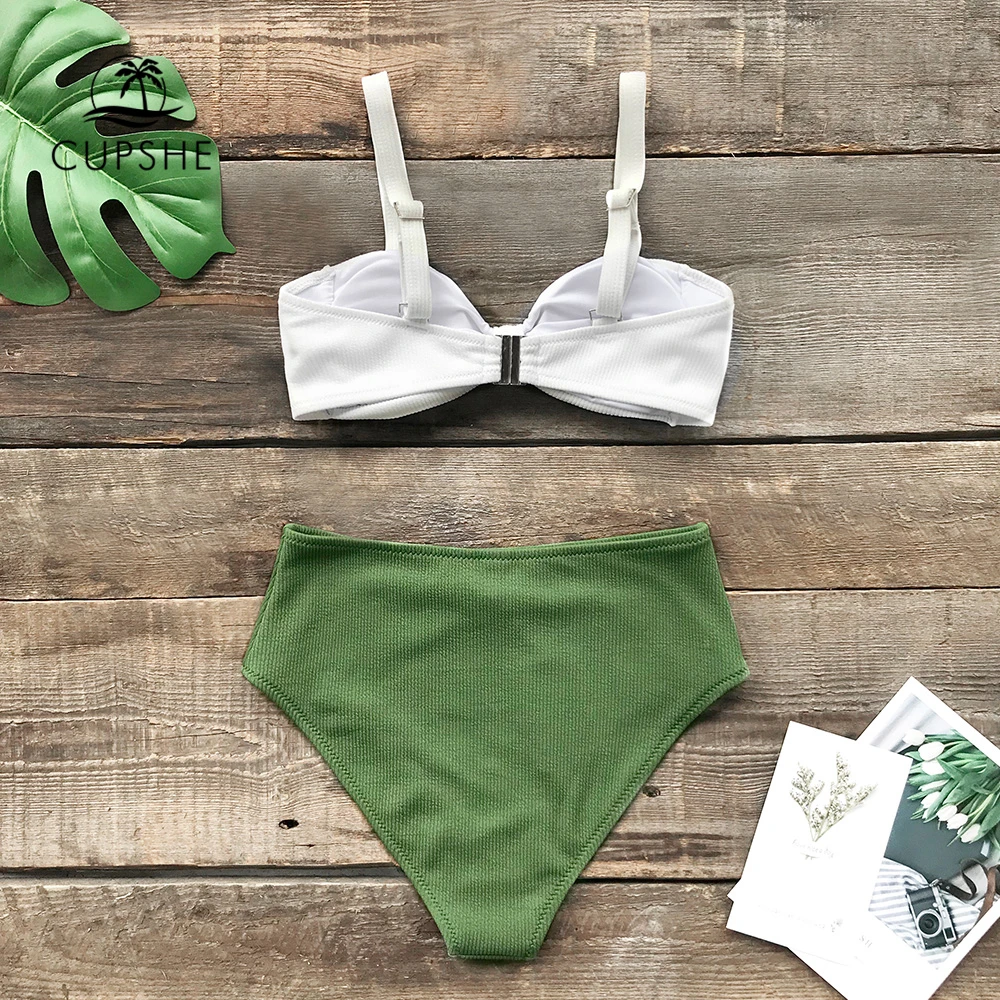CUPSHE зеленый и цветочный на шнуровке комплект бикини бретельках для женщин Scalloped