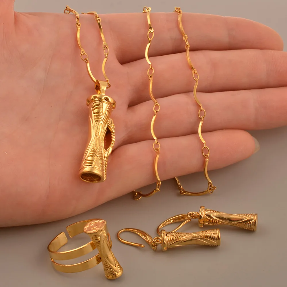 Traditional Papua New Guinea Drum Pendant Necklaces Earrings Ring PNG Style Kundu Jewellery sets Gifts #J0161 | Украшения и