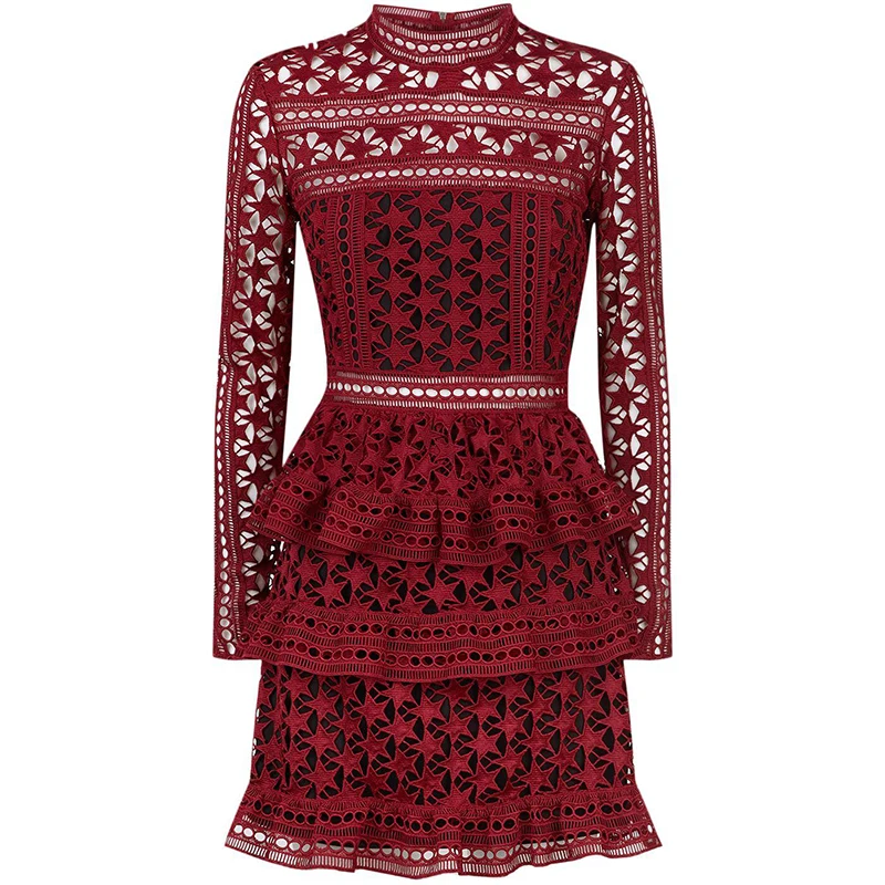 SP Simplee Автопортрет винтажное открытое женское кружевное платье Элегантное с