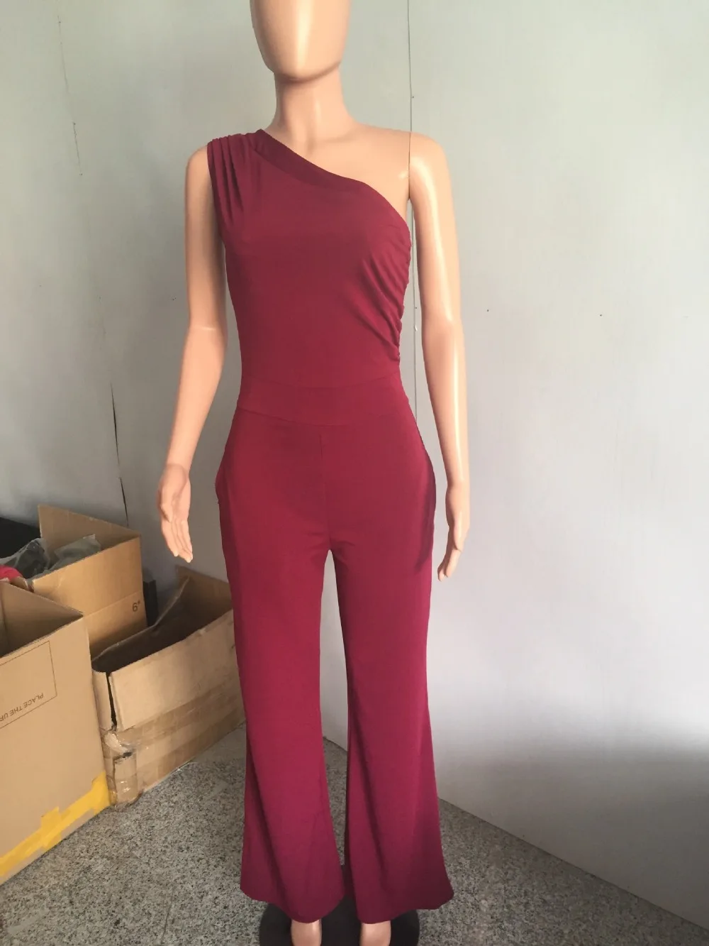 Ruby's Closet сексуальные женские одноплечные широкие комбинезоны с завышенной