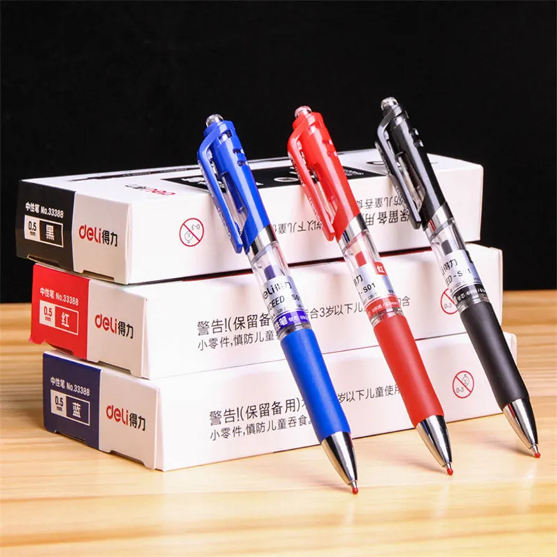 

deli 12 pcs 0.5 press the gel pen pen to write stationery school office supplies