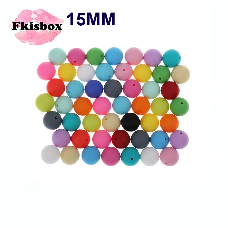 Fkisbox 100 шт 15 мм Силиконовые Круглые Детские Прорезыватели бусины жевательные без