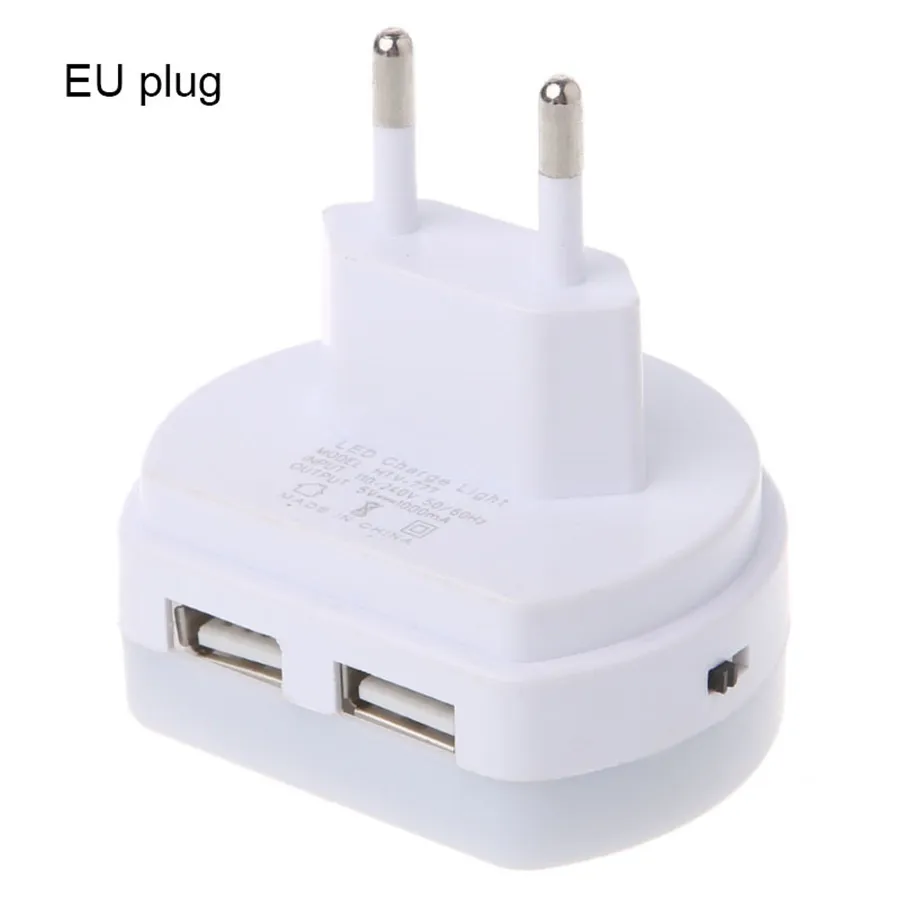 AC 110-240 В настенный выключатель лампы вкл/выкл с 2USB зарядным портом датчик настенный светильник ЕС США штекер мини светодиодный ночник ванная комната спальня