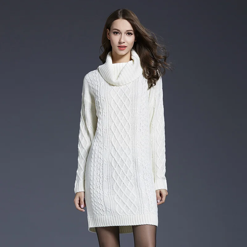 White Rimiut 3XL 4XL Плюс Размер Вязаный Водолазка с длинным рукавом Женский Повседневный свитер платья осень зима трендовые женские пуловеры свитер - Цвет: White
