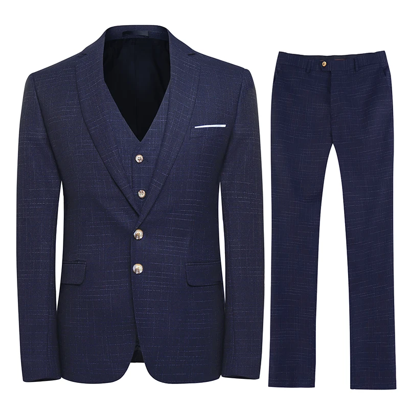 3 шт. мужские деловые костюмы в клетку с принтом|Костюмы| |