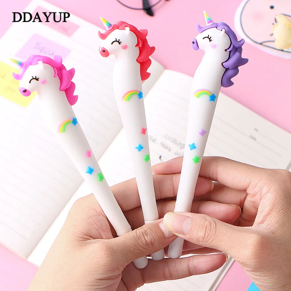 Симпатичные гелевая ручка с единорогом 0 5 мм Kawaii мульти Форма силикагель Пластик