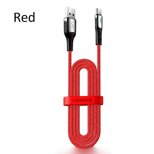 Red USAMS Быстрая зарядка USB C кабель 5A Быстрая зарядка Type C кабель для Huawei P10 P20 P30 Mate 9 10 20 умный зарядный шнур Type-C кабель - Цвет: Red