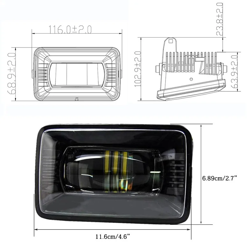 1 пара для Ford F 150 2015 2018 прямоугольные Противотуманные фары 6000K Ближний/Дальний