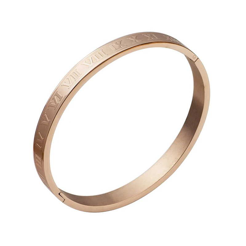 Rose Gold Men size Любовь Браслеты с римскими цифрами золотые браслеты для женщин 316L нержавеющая сталь браслеты-манжеты и браслеты золотого цвета женские ювелирные изделия подарок - Окраска металла: Rose Gold Men size
