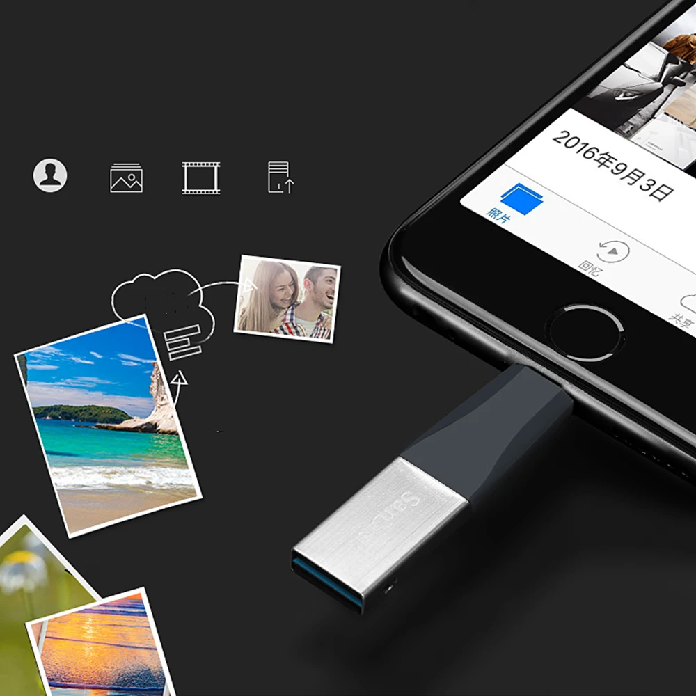 Sandisk OTG USB флеш накопитель 16 ГБ 32 64 128 3 0 флэш диск для iPhone iPad iPod красный синий черный