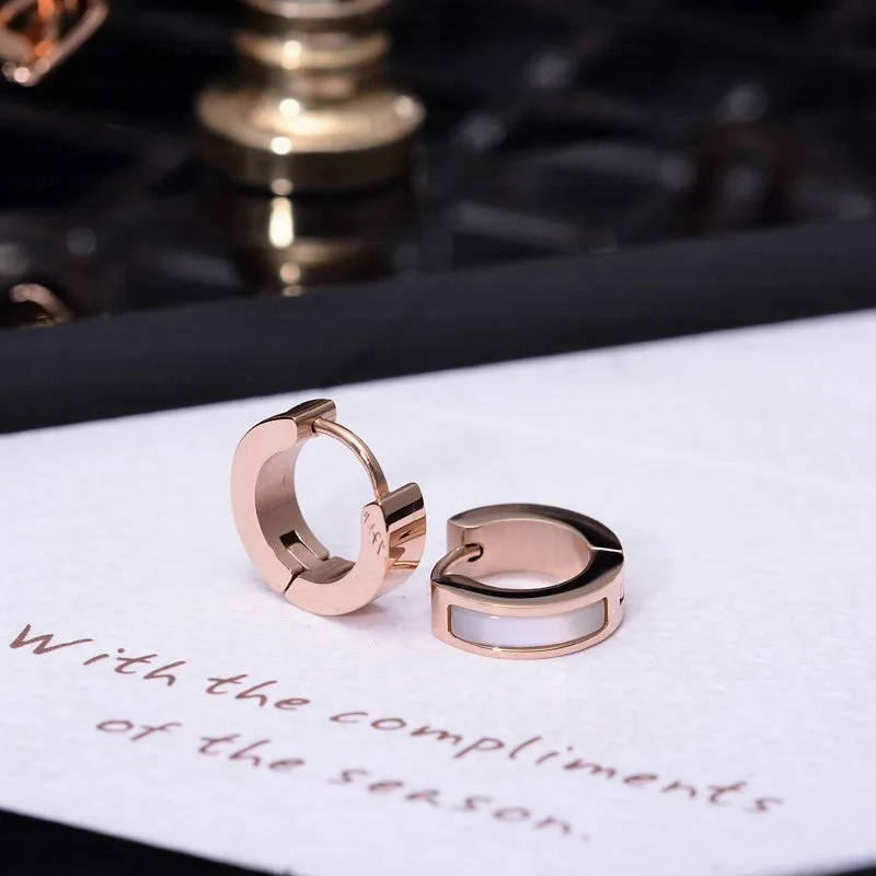 Titanium steel rose gold Earrings for woman Charm Jewelry stainless Personality Geometry shell Love | Украшения и аксессуары