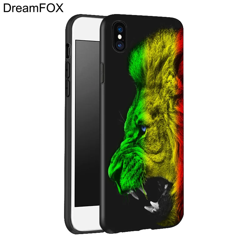 DREAMFOX K167 Rasta Lion Черный Мягкий ТПУ силиконовый чехол для Apple iPhone 11 Pro XR XS Max X 8 7 6 6S Plus 5 5S