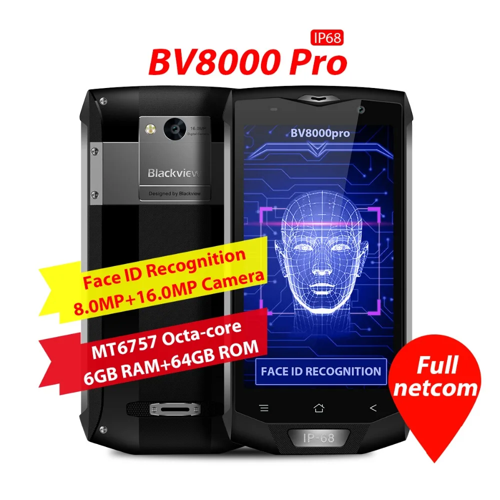 Blackview BV8000 Pro IP68 6 ГБ + 4G B Android мобильного телефона 5 0 ''FHD 16MP 8MP Водонепроницаемый 2 3