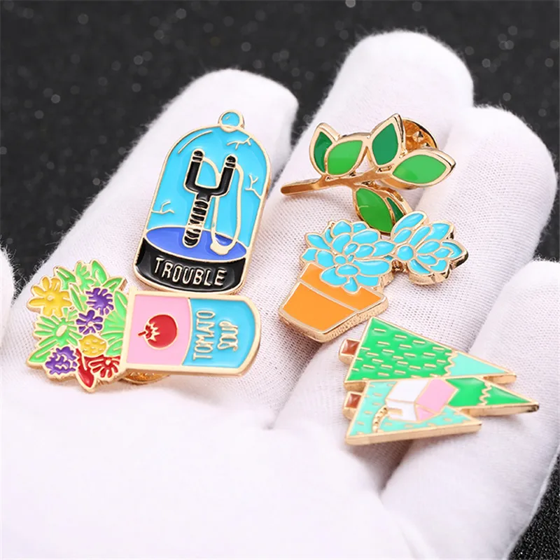 Free shipping fashion ladies jewelry New selling enamel flower and tree plant shape man woman decoration brooch badge | Украшения и
