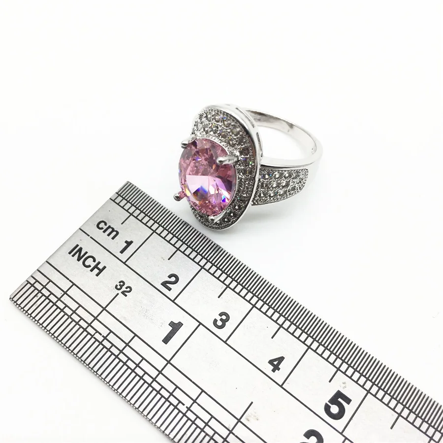 Pink Zircon Costume Silver 925 Jewelry Sets Women Pendant&ampNecklace Ring Earrings With Natural Stones Jewelery | Украшения и