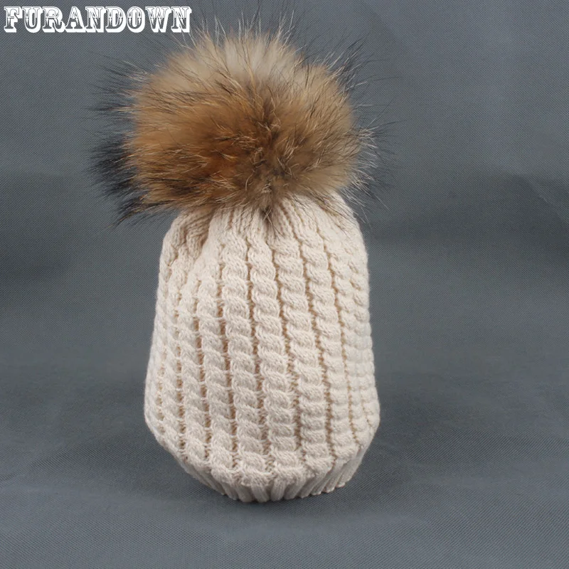 Твист вязаная шапка бини с наушниками Для женщин зимняя меховым помпоном теплая