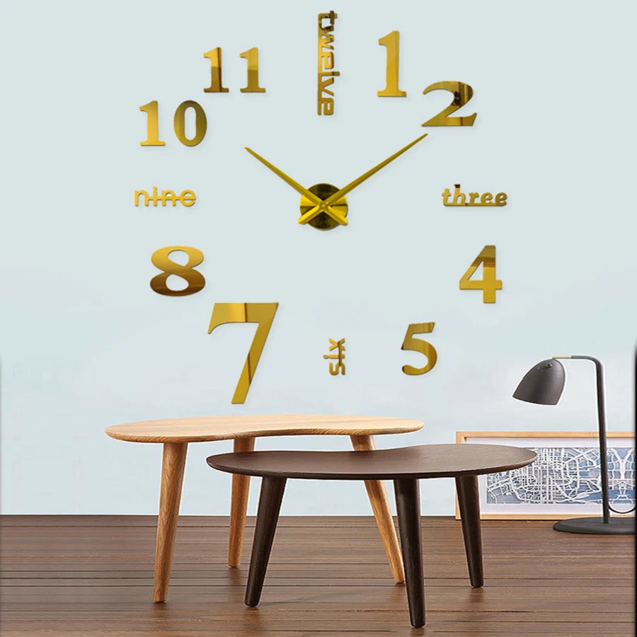 Большой 3d настенные часы стикер цифровой Diy Тихий современный дизайн для