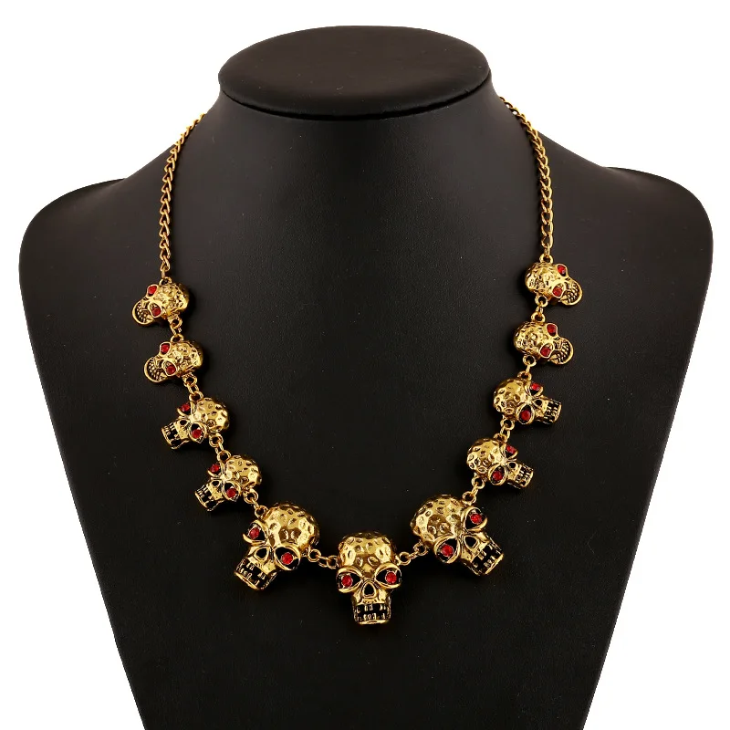 Ожерелье с подвеской в виде скелета LZHLQ готическом стиле винтажные металлические