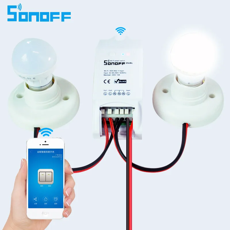 Sonoff двухканальный Wifi умный переключатель беспроводной пульт дистанционного