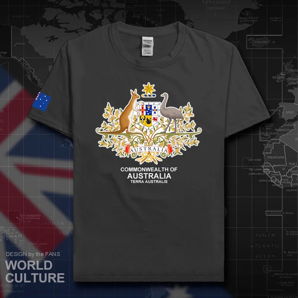Австралийская футболка Мужская Aussie хлопковая Футболка из джерси уличная одежда