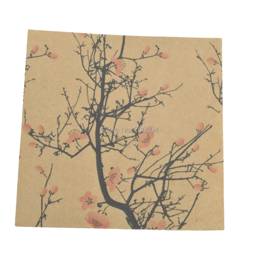 

200PCS 10x10cm &13x13cm Pudding Bottle Sealing paper plum blossom Mini Square kraft package paper gift paper