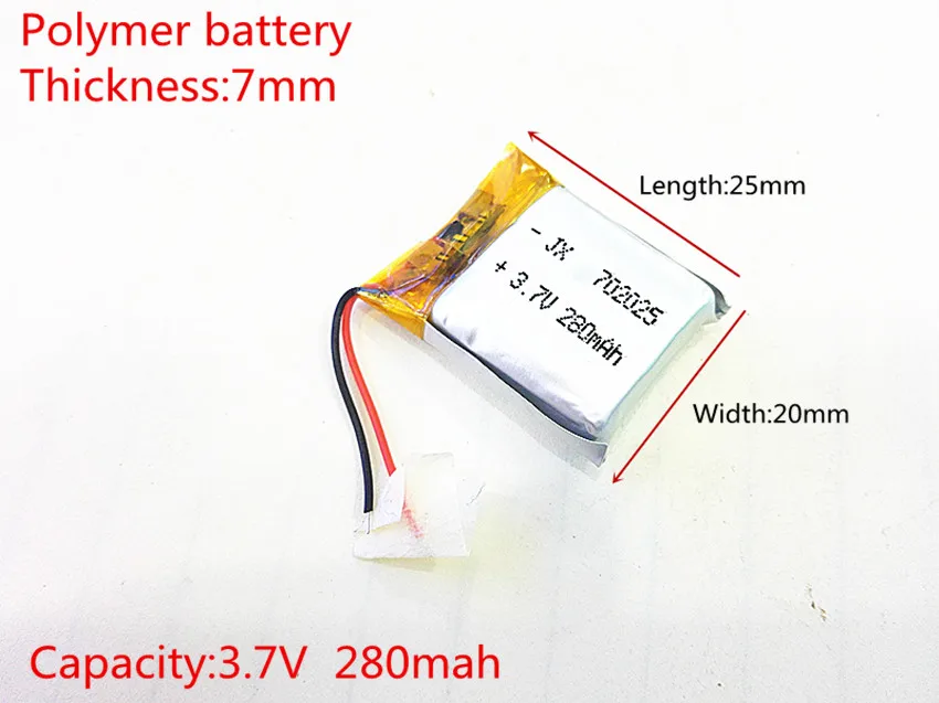 3 7 V 280mAh [702025] PLIB Полимерный литий-ионный/литий-ионный аккумулятор для dvr GPS power bank