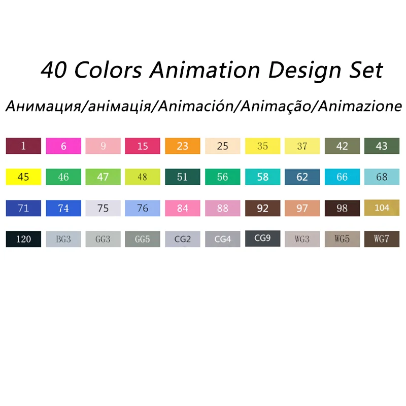 40 Animation Design TOUCHNEW(T7) 30/40/60/80/168 Цвета набор маркеров для живописи на спиртовой основе Эскиз маркер для белой доски, файнлайнер, для рисования манга канцелярские принадлежности - Цвет: 40 Animation Design