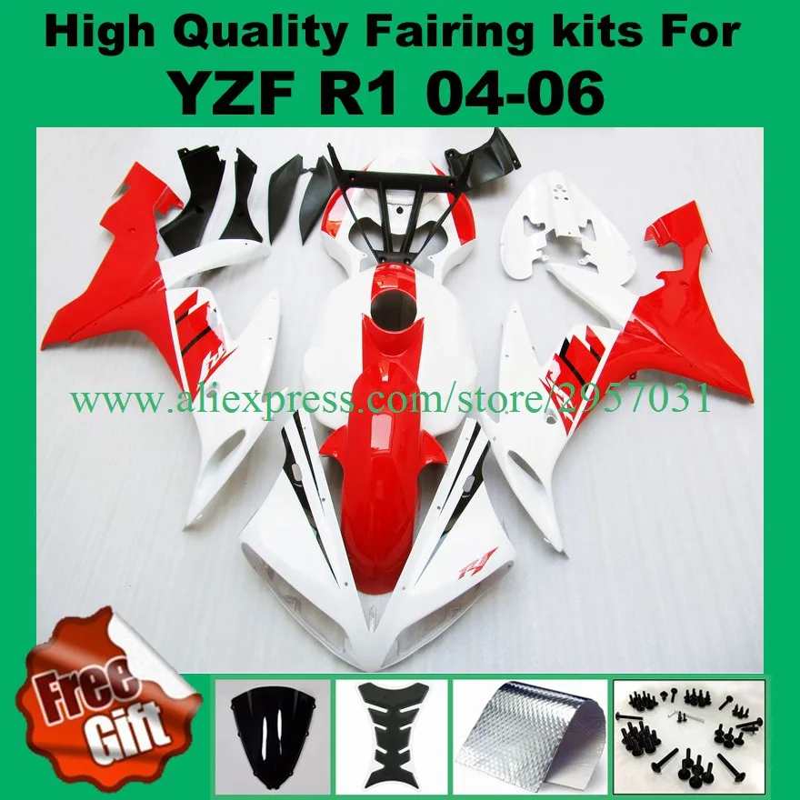 

Free screws+gifts For Yamaha R1 2004 05 06 Years ABS red White Fairing 04 2005 2006 YZF R1 Full Fairings Kits Injection Mold