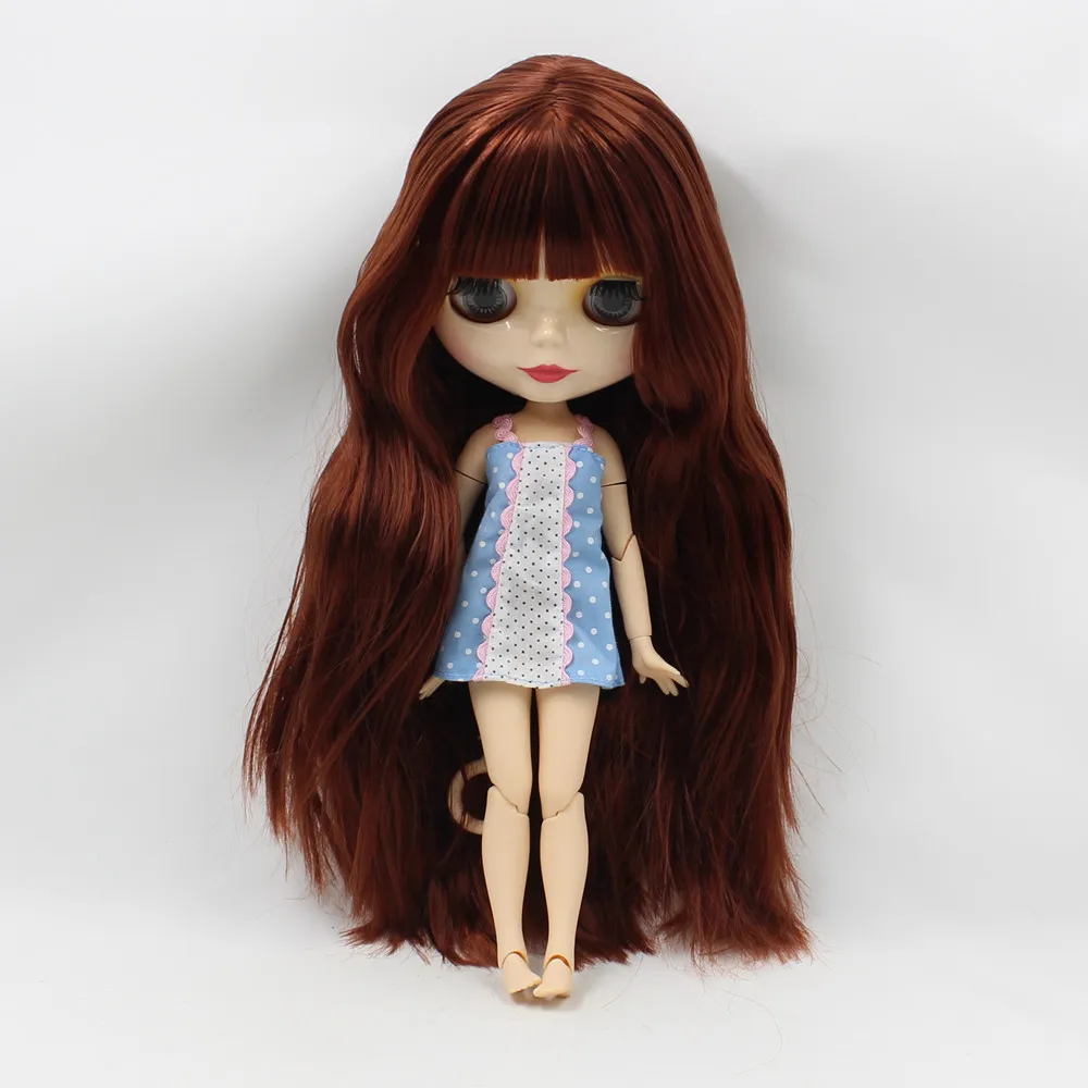 Кукла ICY DBS Blyth красные прямые длинные волосы для суставов блестящее лицо белая