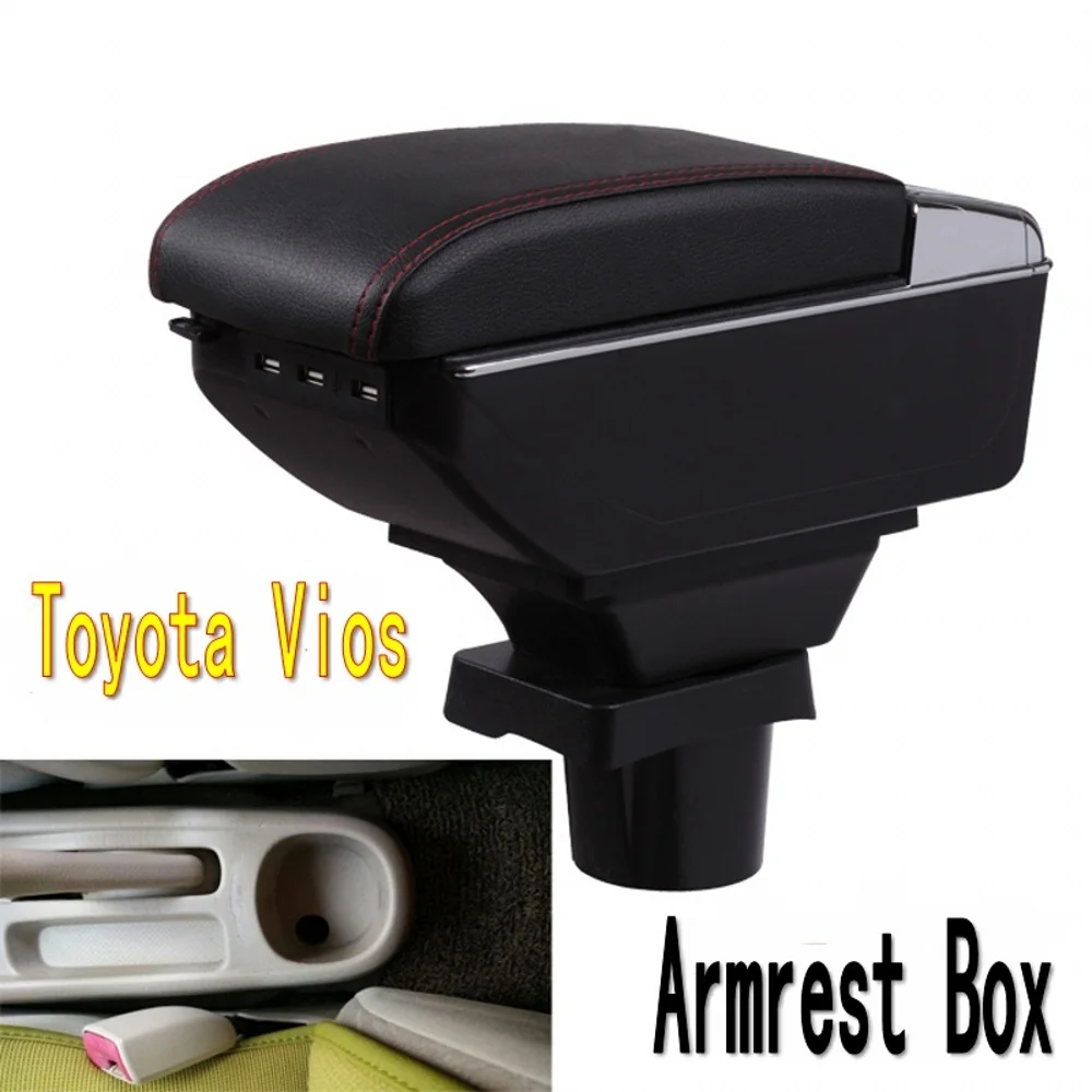 Двухслойный ящик для хранения центральной консоли для Toyota Yaris L Sedan Vios 2002-2008 подлокотник из искусственного стакана