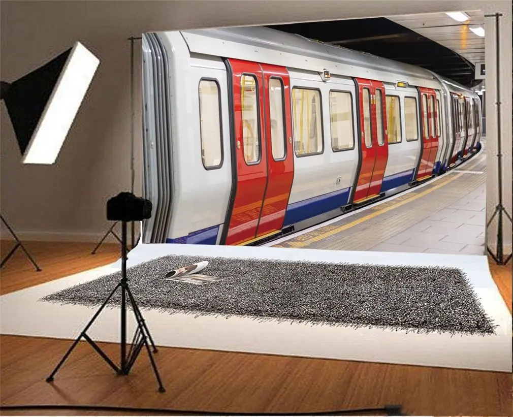 Фон для фотосъемки путешествия Лондон подземный поезд карета ожидание выезда на