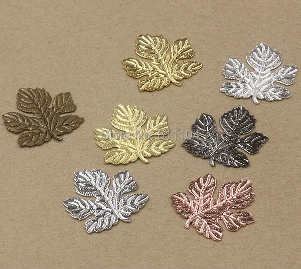 29x32mm Multi-color Plated Brass Metal Blank Filigree Maple Leaf Links Wraps Connectors DIY Stuffs Jewelry Findings Connectors