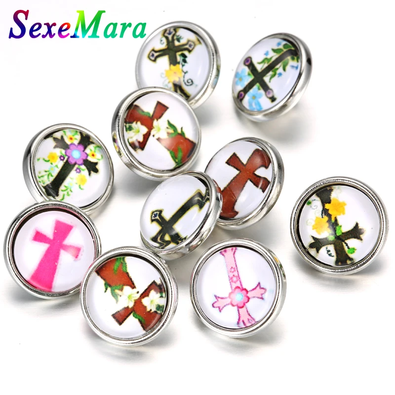 20 шт./лот оснастки кнопки ювелирные изделия цветы крест круглые стеклянные DIY 12 мм