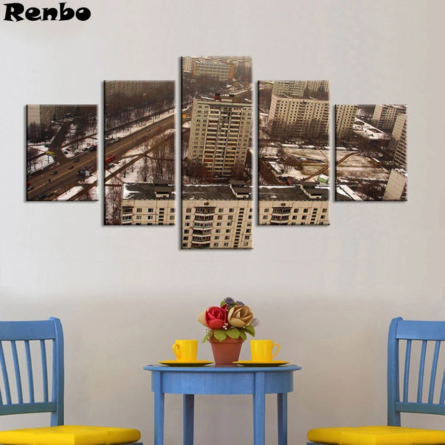 

5PCS diamond embroidery City Building Road Landscape diamond painting Cross Stitch full Square/Round drill Rhinestone decoration