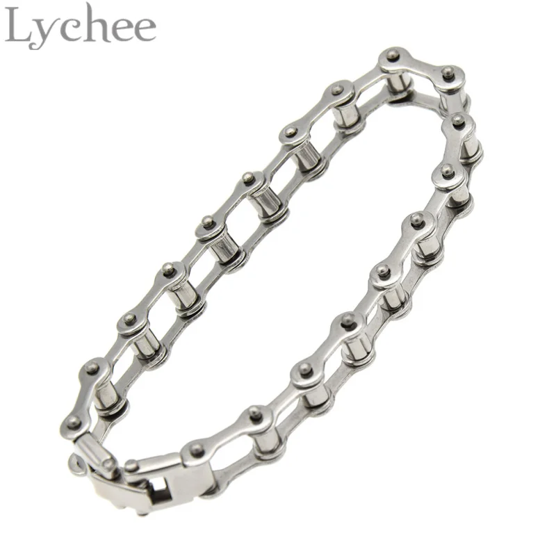 Lychee крутой Титановый стальной байкер велосипед цепь браслет ювелирные изделия