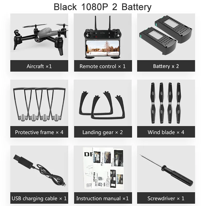black 1080P 2battery SG106 Радиоуправляемый Дрон оптический поток 1080P 4K HD Двойная камера в реальном времени воздушный видео Радиоуправляемый квадрокоптер самолет игрушки RTF Малыш V SG906 M69 - Цвет: black 1080P 2battery