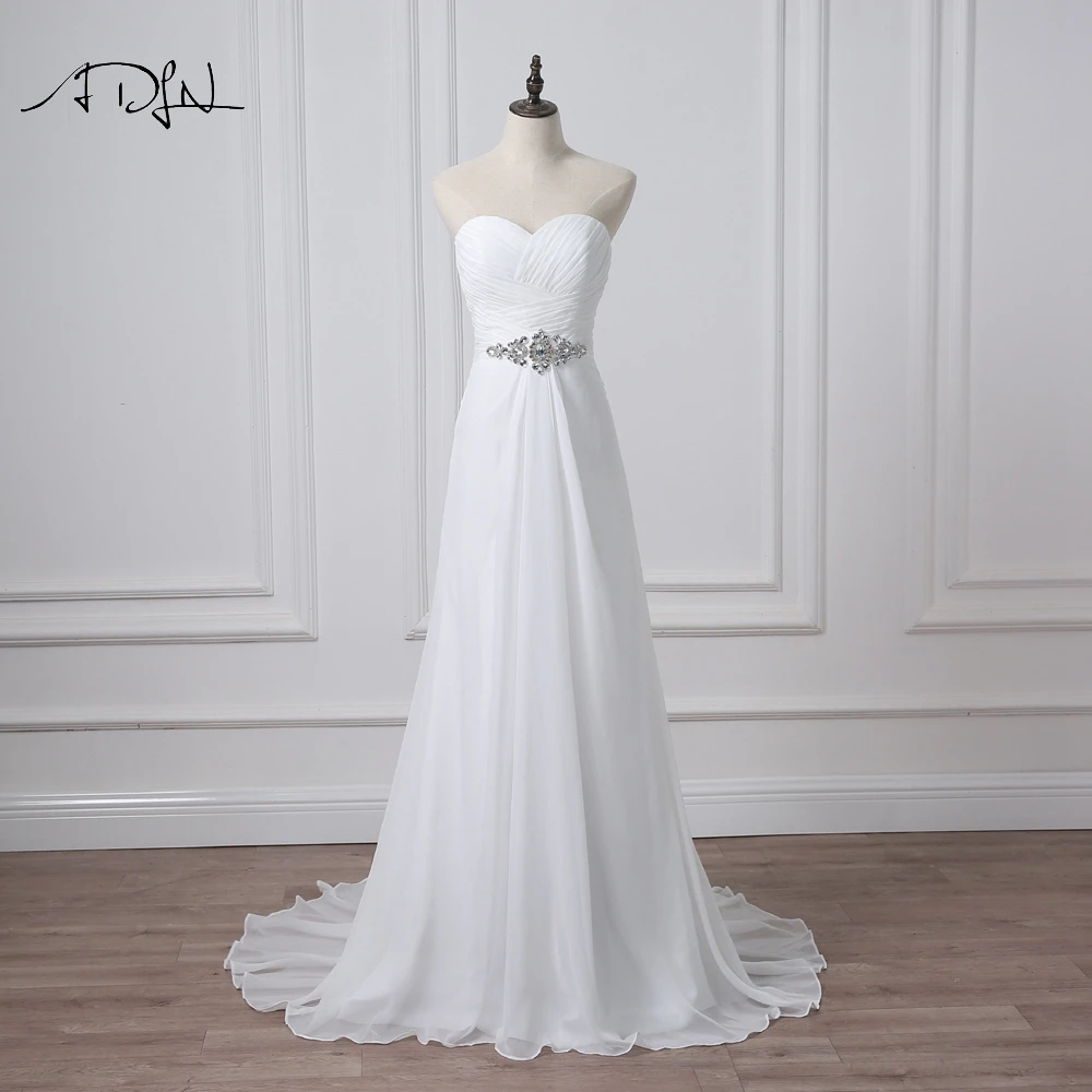 Женское свадебное платье ADLN шифоновое размера плюс со шнуровкой и стразами до 50