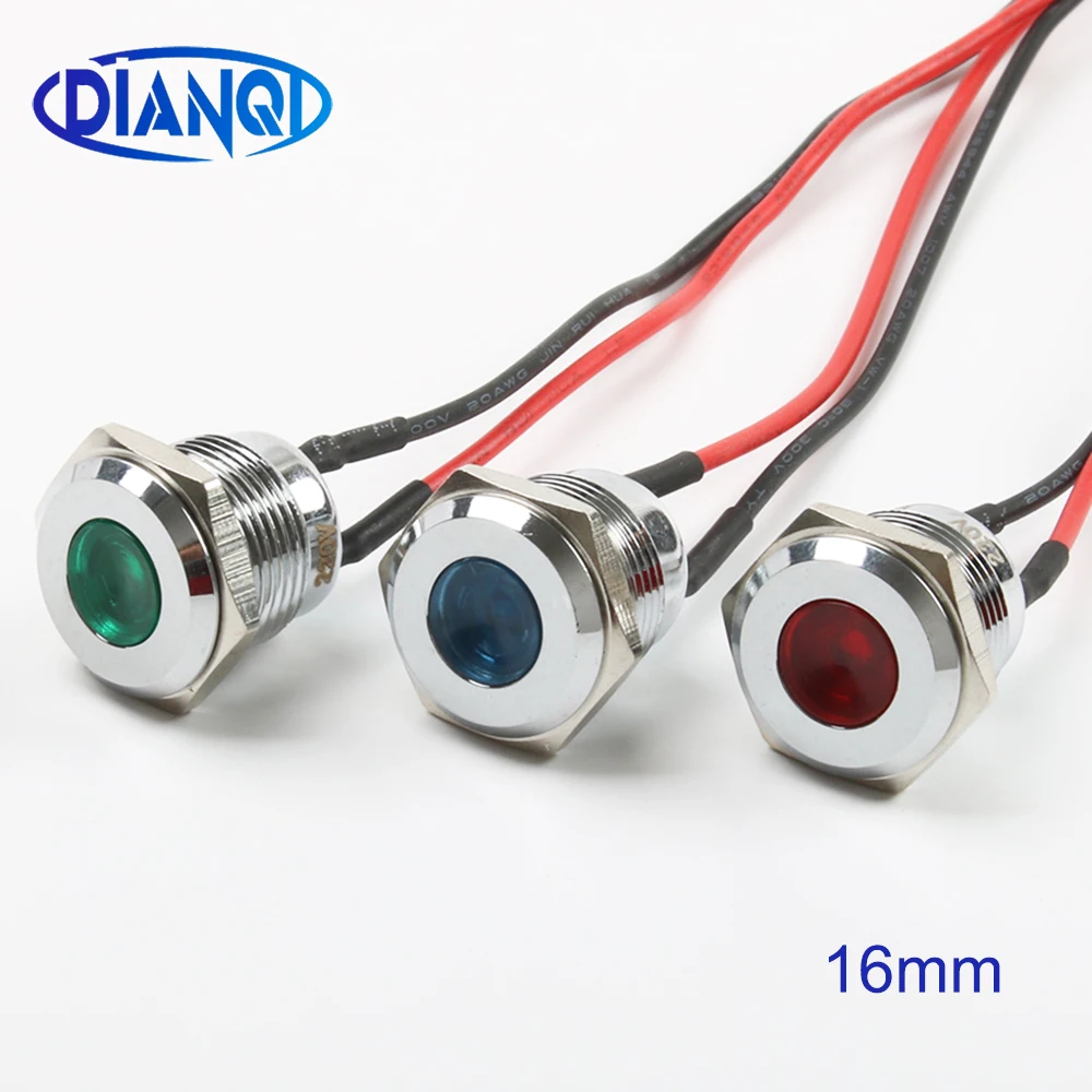 Металлический светодиодный Предупреждение льный светильник 16 мм