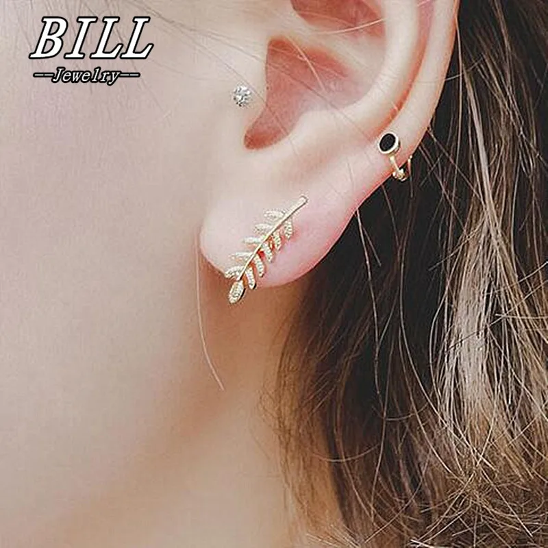 

Mini Stud Earrings Simplicity Tiny Leaf Feather Earring for Women Fashion Ear Jewelry Brincos de gota Feminino Wholesale Lot