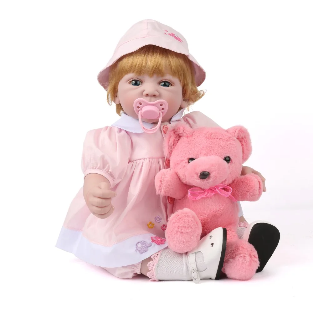 Кукла NPK Reborn розовая силиконовая красивая babe boneca 22 дюйма одежда для тела детский