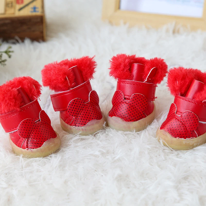 Зимние ботинки кожаные для домашних животных с волнистыми пятнами