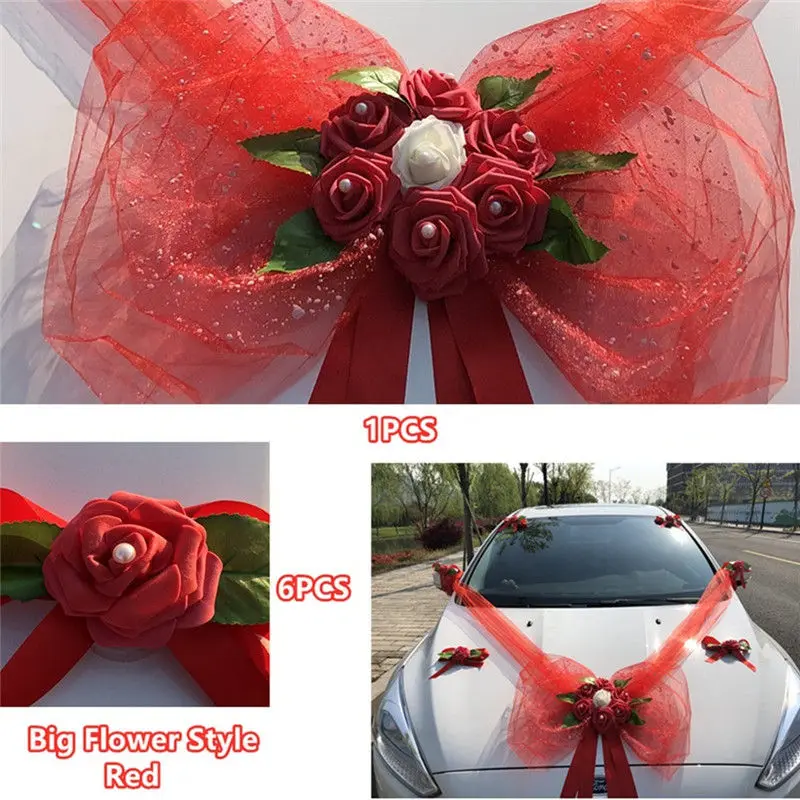 Big Flower Style Искусственные цветы, автомобили, свадебные украшения, набор, романтические искусственные розы, цветы на День святого Валентина, вечерние, праздничные, декоративные поставки - Цвет: Big Flower Style
