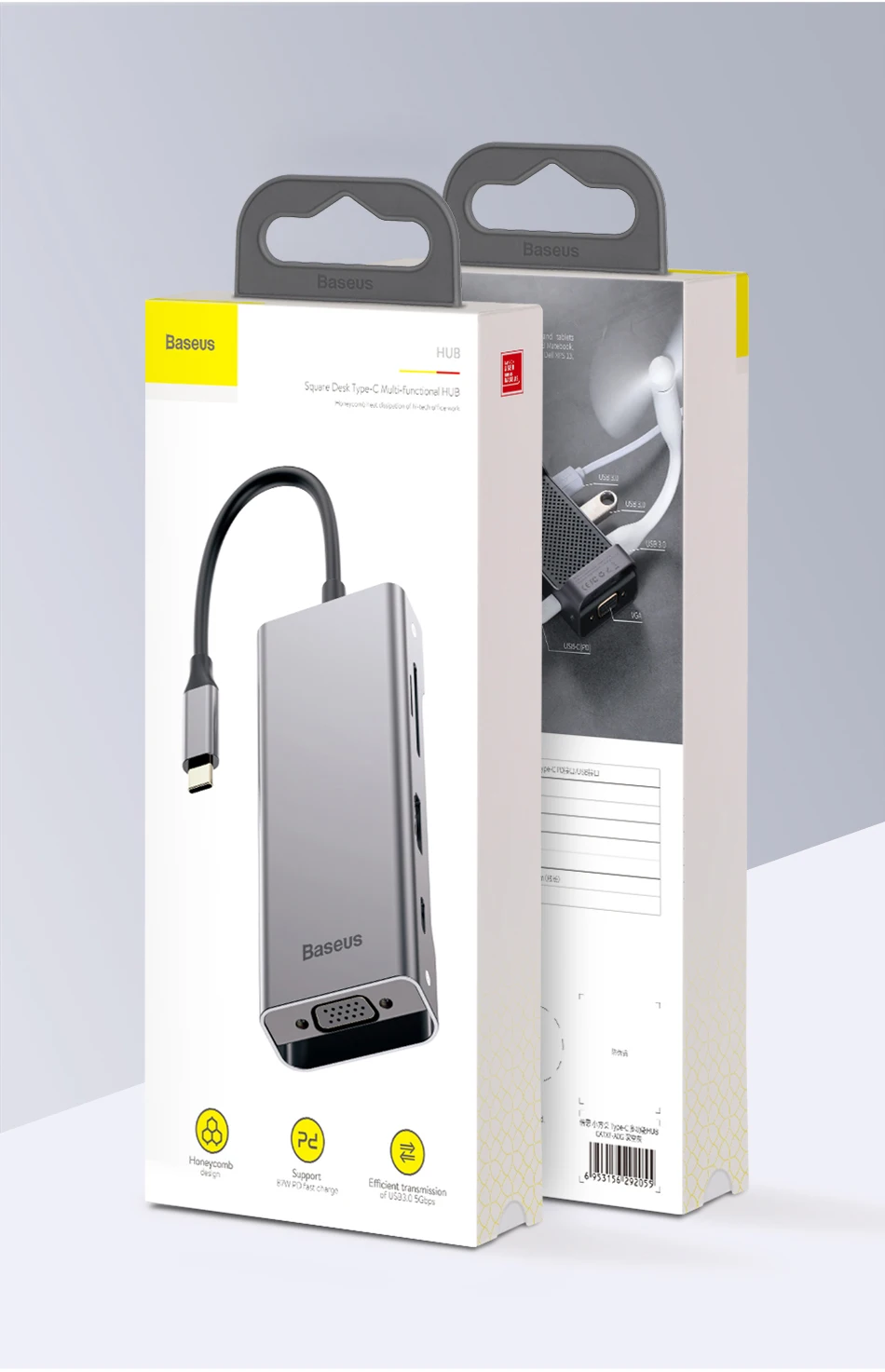 Baseus USB C концентратор type C к HDMI VGA RJ45 USB3.0 концентратор Мульти USB 3,0 type-c концентратор адаптер питания для MackBook Pro воздушный USB-C сплиттер